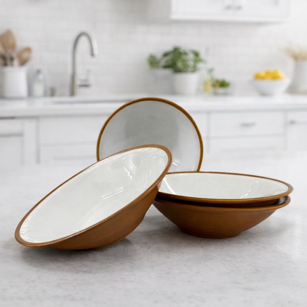 International Tableworks Terra Nova Stoneware Soup Cereal Bowls Brown Set of 4